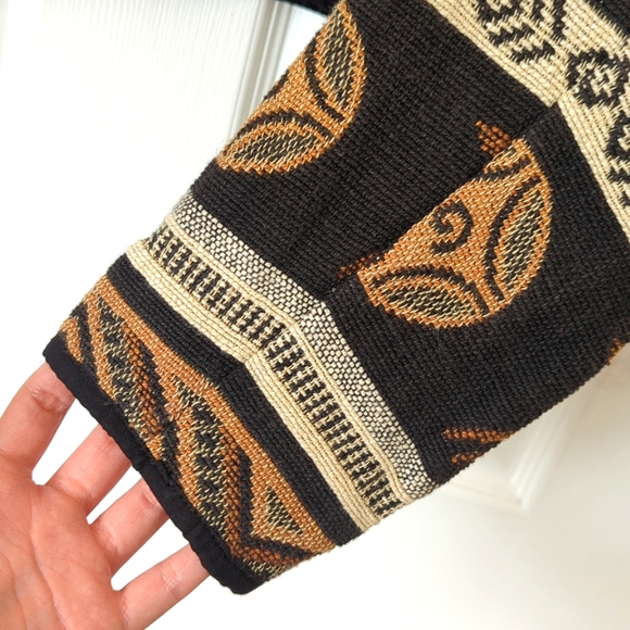 Flashback 90's Vintage Aztec Antelope Woven Tapestry Cropped Jacket Black M - Picture 10 of 12